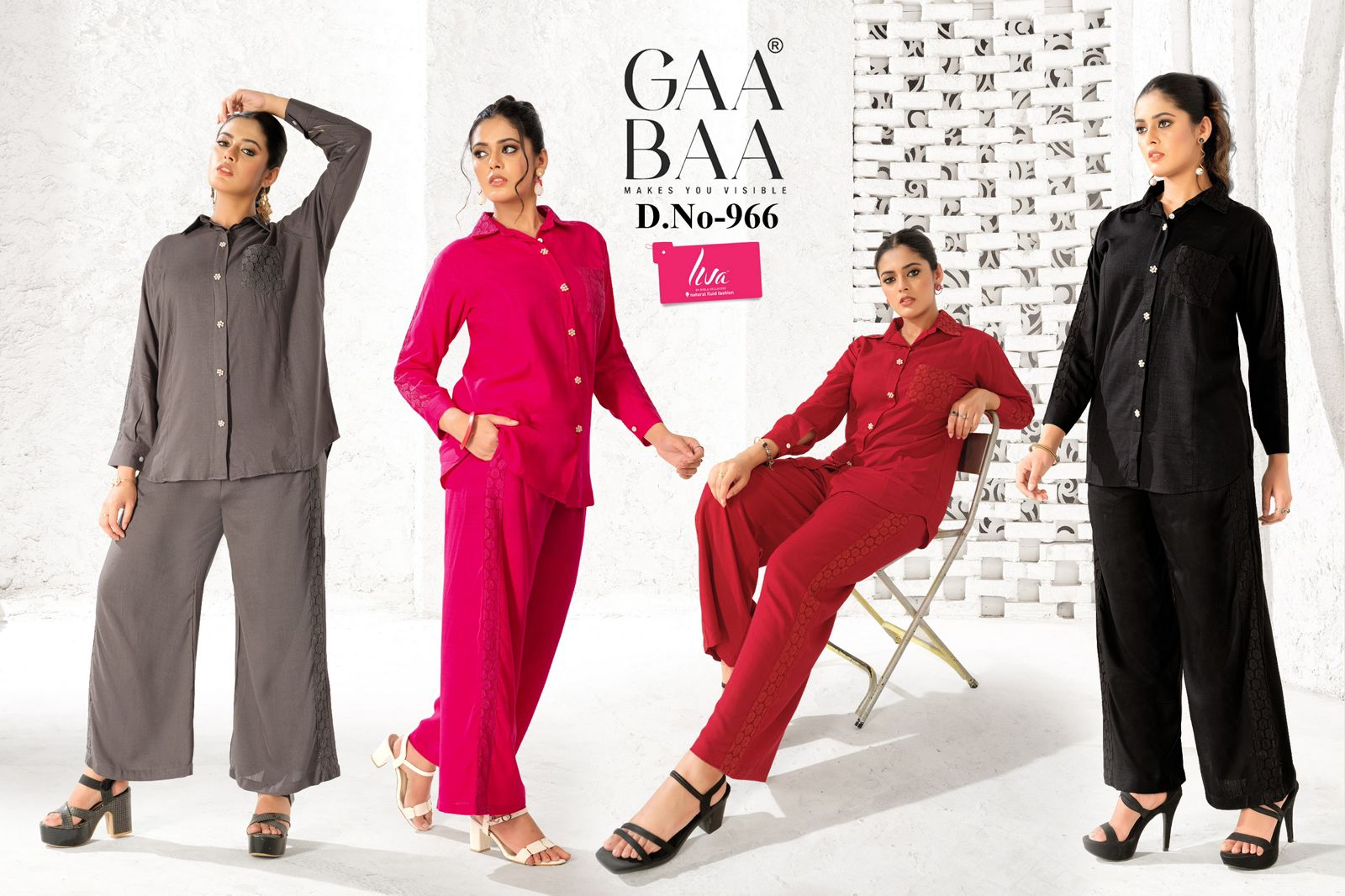 Design 966 Gaabaa Liva Reyon Co Ord Set Supplier Gujarat