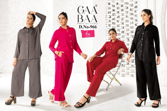 Design 966 Gaabaa Liva Reyon Co Ord Set Supplier Gujarat