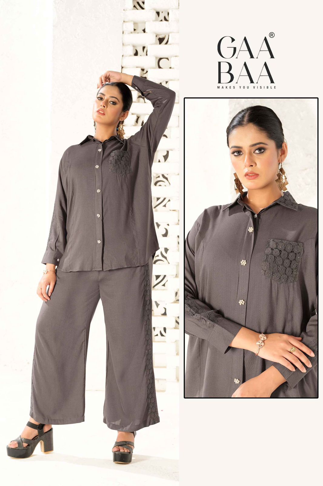 Design 966 Gaabaa Liva Reyon Co Ord Set Supplier Gujarat