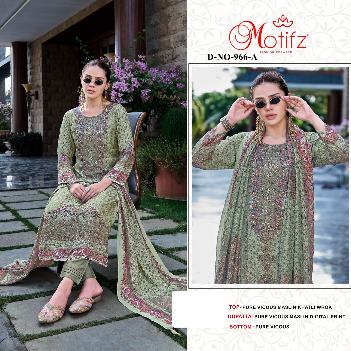 Design 966 Motifz Pure Viscose Pakistani Salwar Suits Exporter Ahmedabad