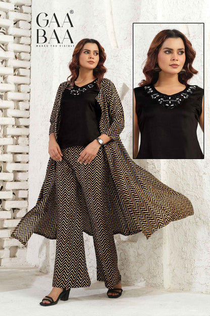 Design 971 Gaabaa Liva Crop Top Shurg Palazzo Set Manufacturer