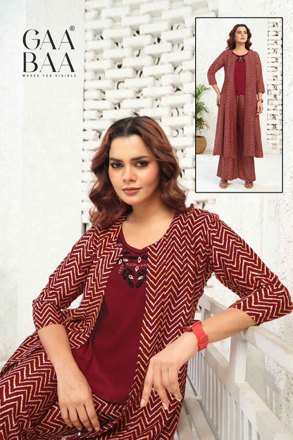 Design 971 Gaabaa Liva Crop Top Shurg Palazzo Set Manufacturer