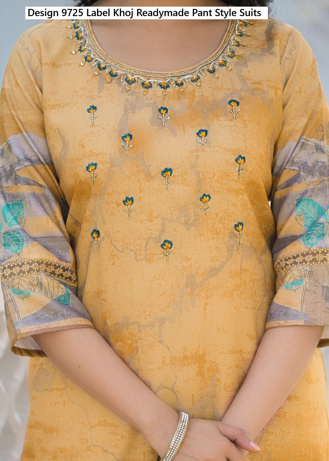 Design 9725 Label Khoj Linen Digital Print Readymade Pant Style Suits Exporter