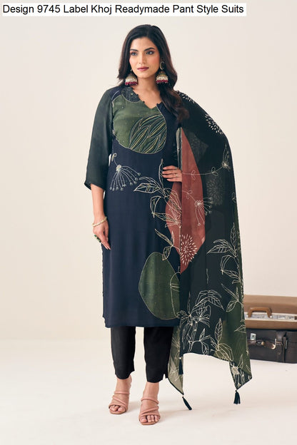 Design 9745 Label Khoj Pure Viscose Readymade Pant Style Suits Manufacturer Gujarat