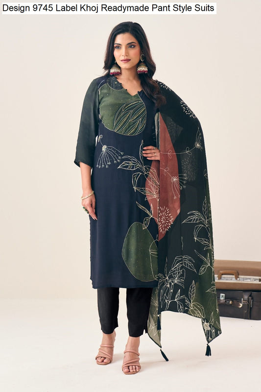 Design 9745 Label Khoj Pure Viscose Readymade Pant Style Suits Manufacturer Gujarat