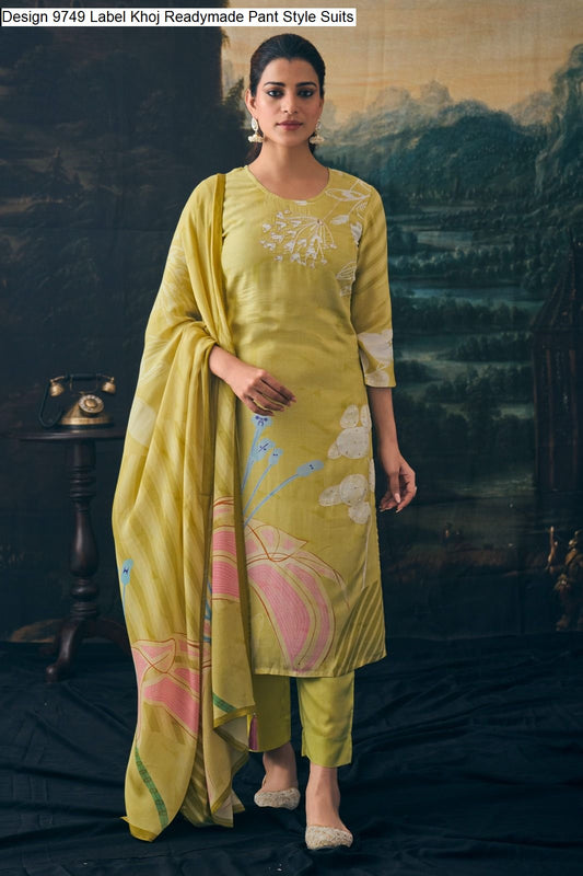 Design 9749 Label Khoj Pure Viscose Readymade Pant Style Suits Manufacturer India