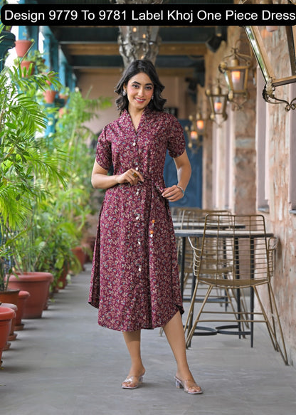 Design 9779 To 9781 Label Khoj Viscose Rayon One Piece Dress Wholesaler India