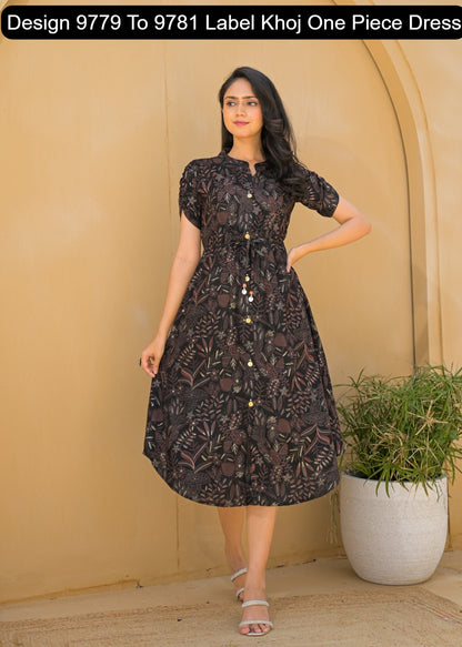 Design 9779 To 9781 Label Khoj Viscose Rayon One Piece Dress Wholesaler India