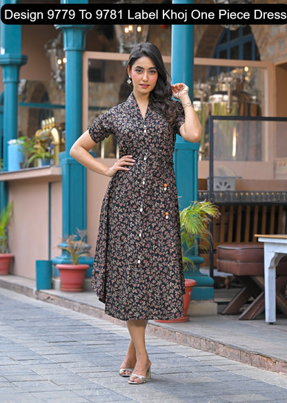 Design 9779 To 9781 Label Khoj Viscose Rayon One Piece Dress Wholesaler India