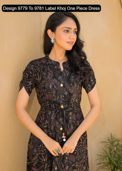 Design 9779 To 9781 Label Khoj Viscose Rayon One Piece Dress Wholesaler India
