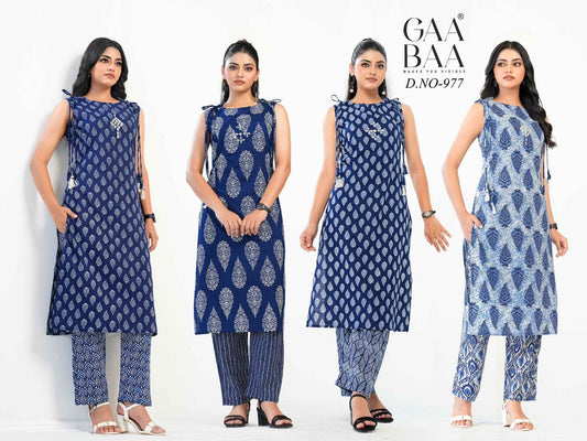 Design 977 Gaabaa Cambric Kurti Pant Set Manufacturer Ahmedabad