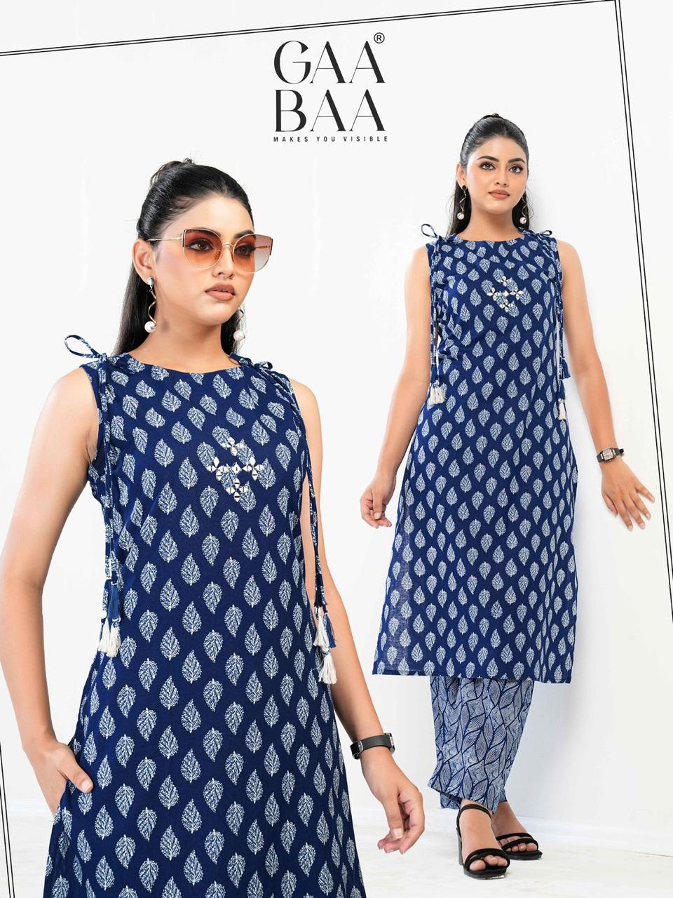 Design 977 Gaabaa Cambric Kurti Pant Set Manufacturer Ahmedabad