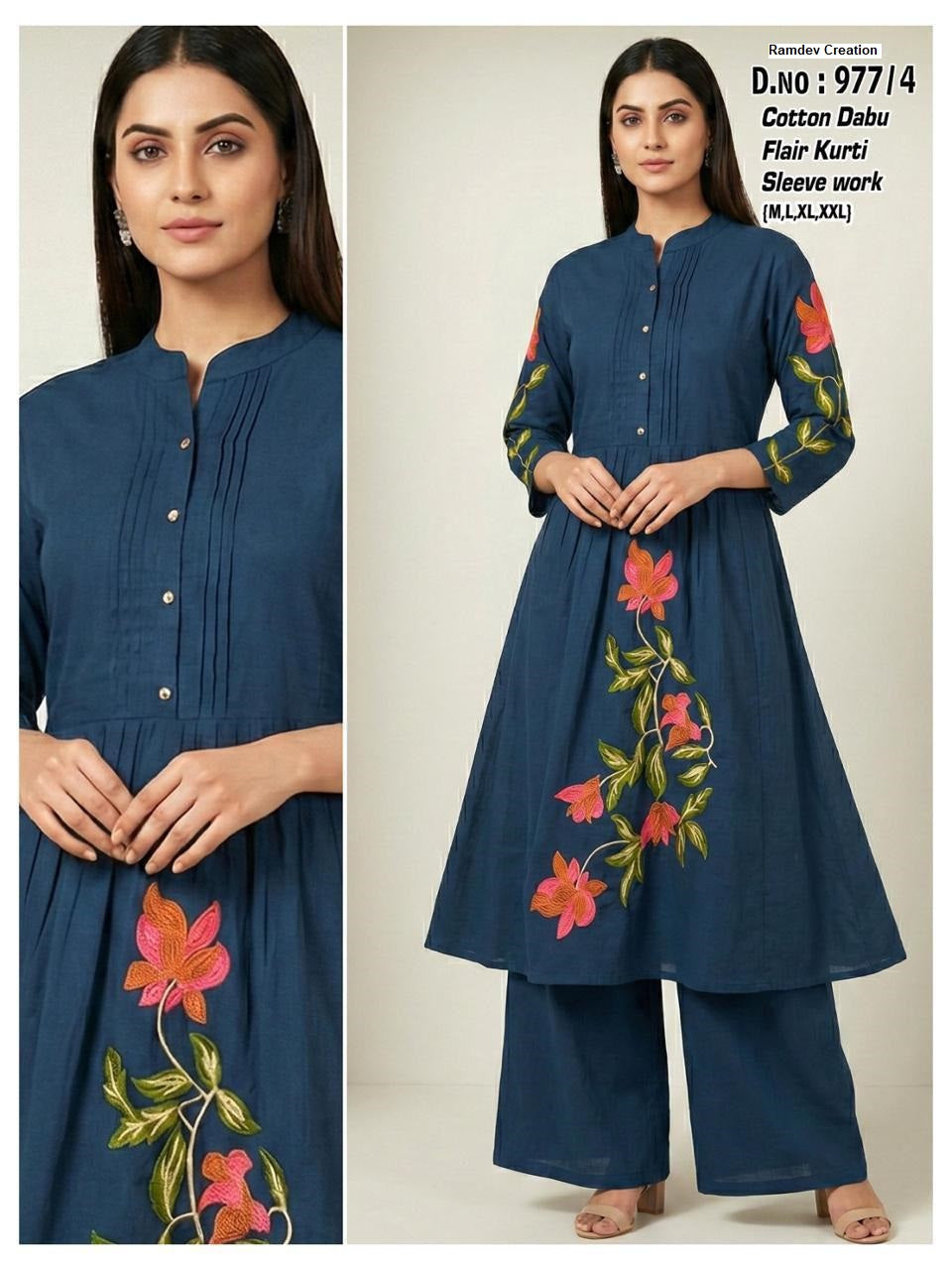 Design 977 Ramdev Creation Cotton Kurti Plazzo Set Manufacturer Ahmedabad