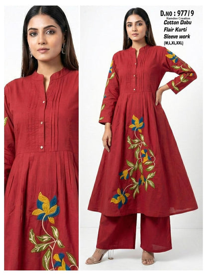 Design 977 Ramdev Creation Cotton Kurti Plazzo Set Manufacturer Ahmedabad