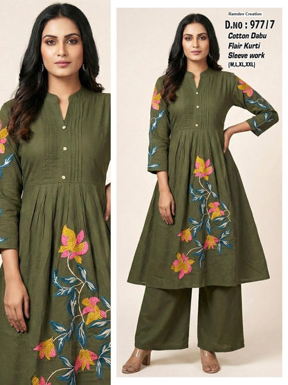 Design 977 Ramdev Creation Cotton Kurti Plazzo Set Manufacturer Ahmedabad