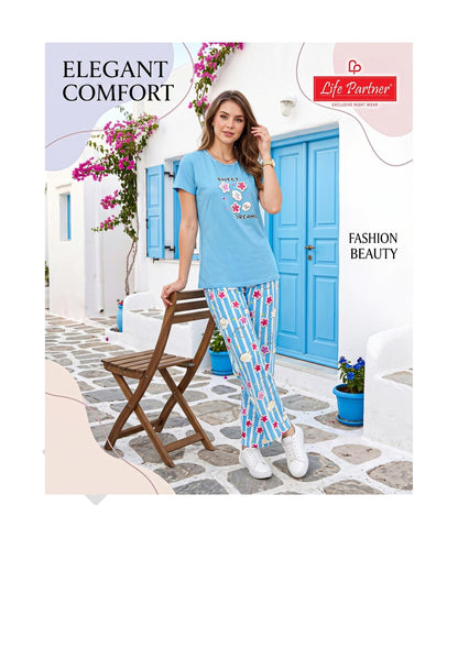 Design 9 Plain Print Life Partner Sinker Pyjama Night Suits Wholesale Price