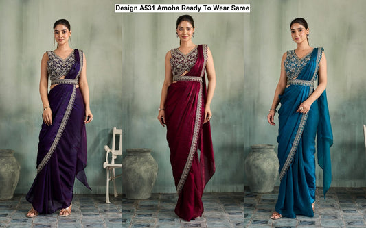 Design A531 Amoha Fendy Ready To Wear Saree Wholesaler Gujarat