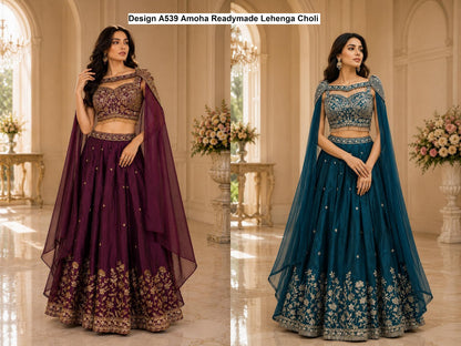 Design A539 Amoha Nc Satin Readymade Lehenga Choli Supplier Ahmedabad