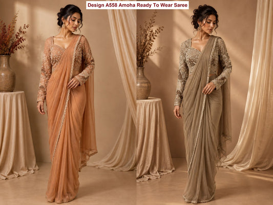 Design A558 Amoha Nc Moss Ready To Wear Saree Exporter Ahmedabad