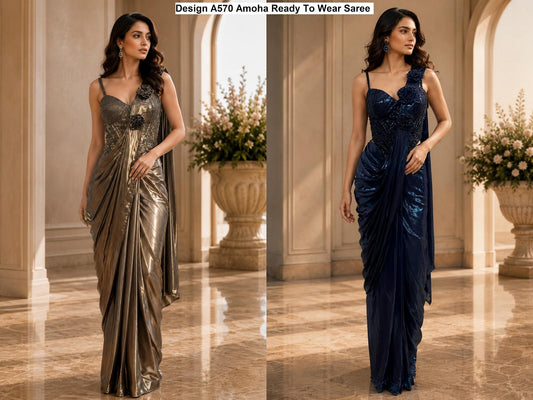 Design A570 Amoha Imported Ready To Wear Saree Supplier
