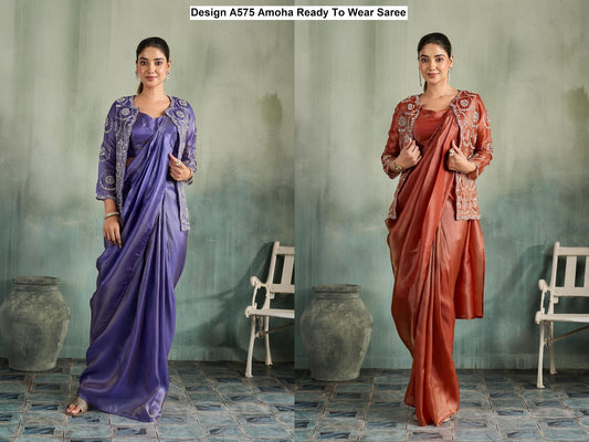 Design A575 Amoha Shimmer Ready To Wear Saree Manufacturer