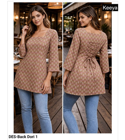 Design Back Dori Keeya Cotton Short Kurtis Exporter Ahmedabad