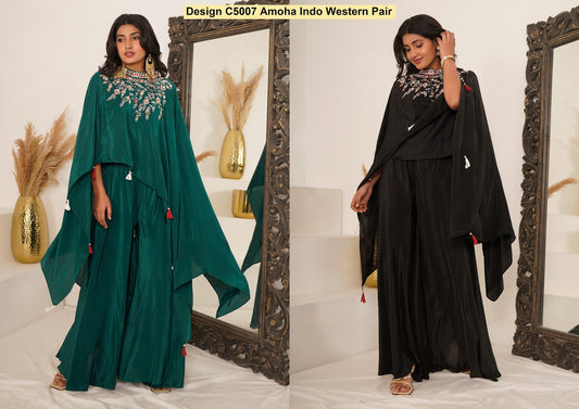 Design C5007 Amoha Viscose Crape Indo Western Pair Exporter India