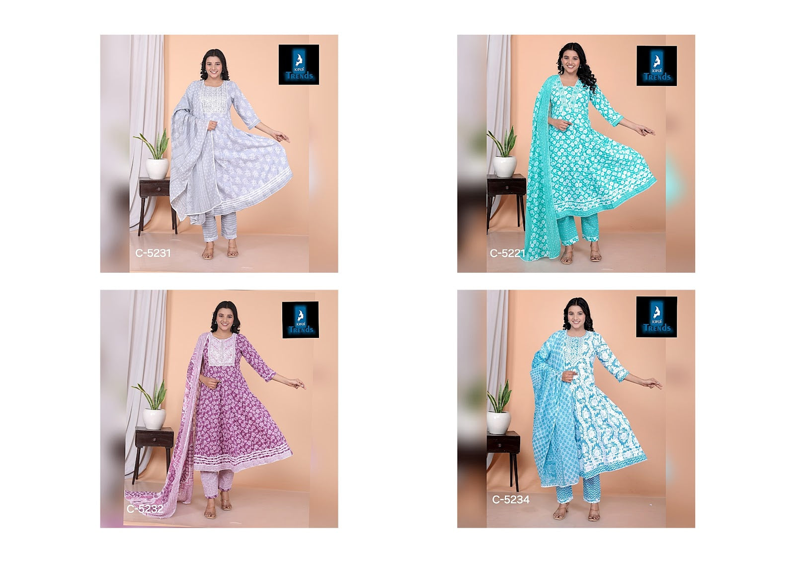 Design C 52 Kaya Cotton Readymade Anarkali Suits Manufacturer Ahmedabad