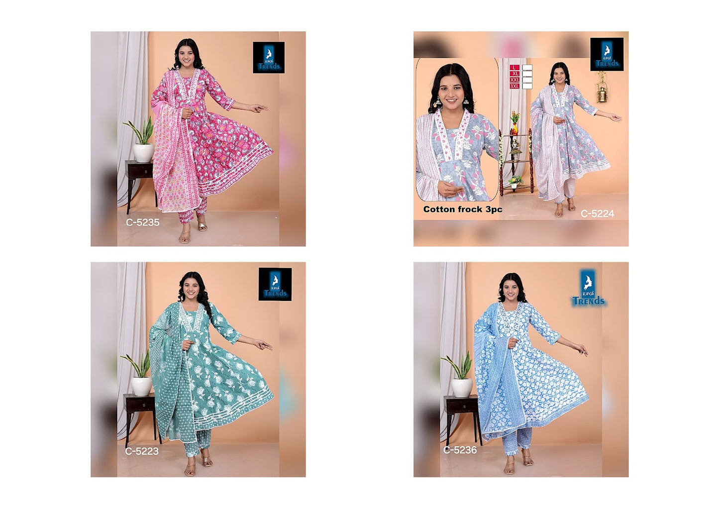 Design C 52 Kaya Cotton Readymade Anarkali Suits Manufacturer Ahmedabad