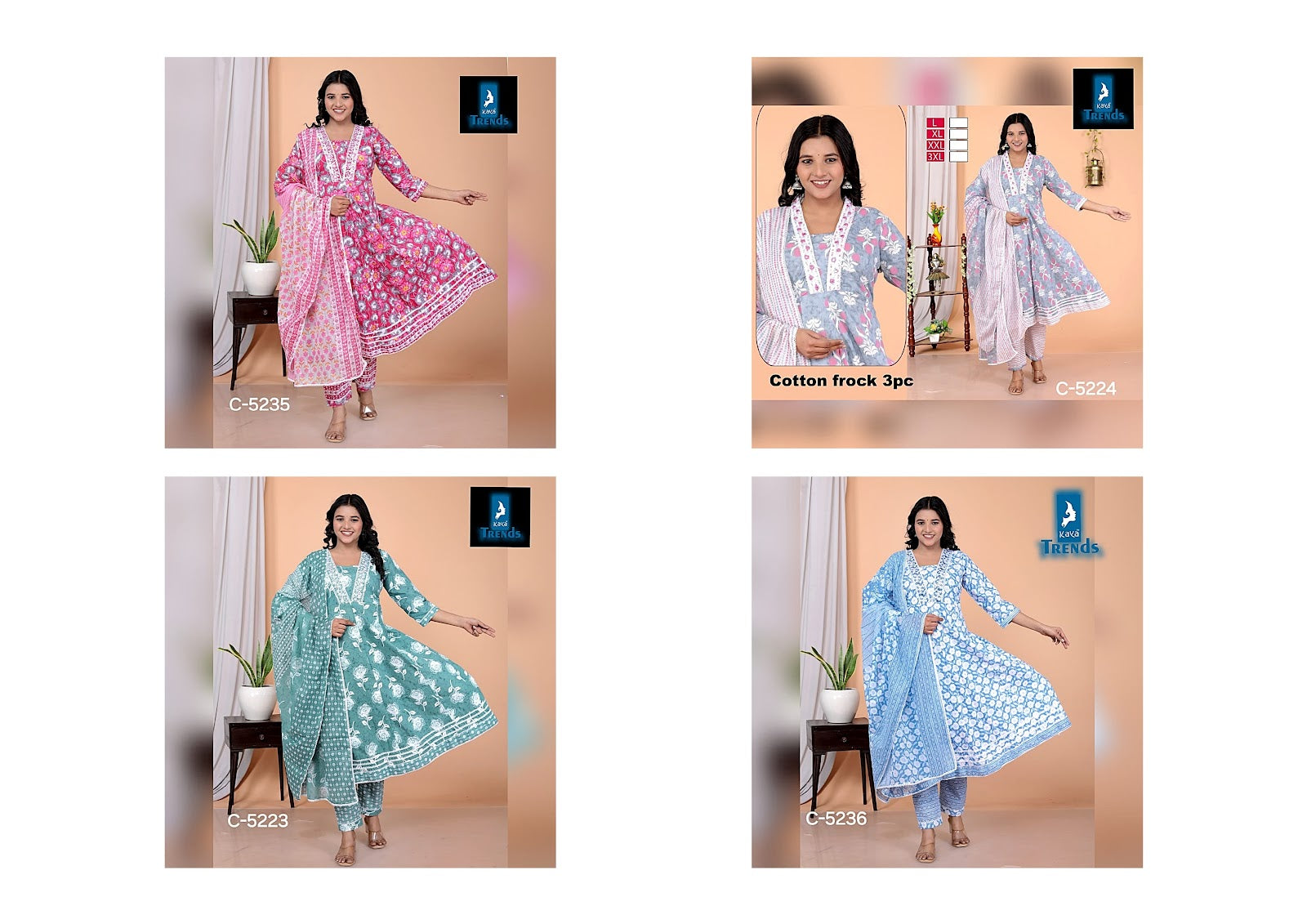 Design C 52 Kaya Cotton Readymade Anarkali Suits Manufacturer Ahmedabad