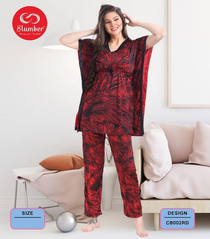 डिज़ाइन Cb001 स्लंबर साटन कफ्तान नाइट सूट निर्माता गुजरात