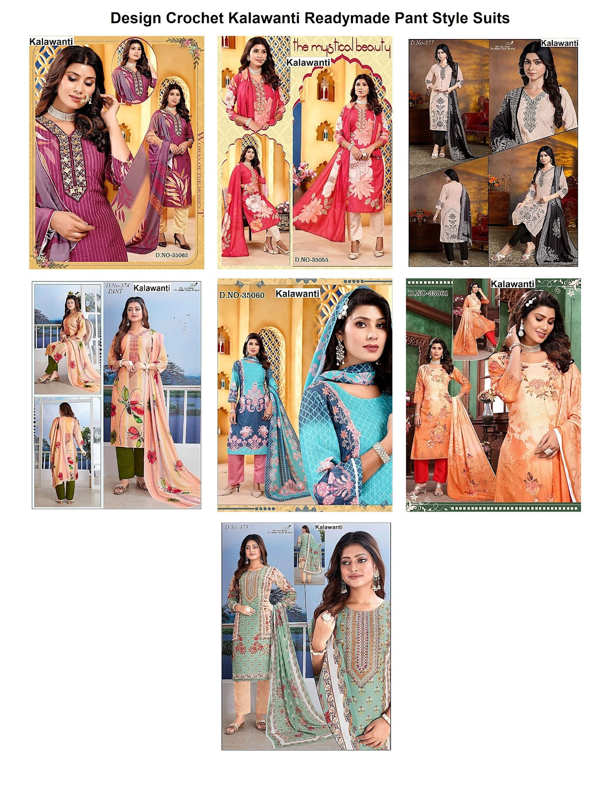 Design Crochet Kalawanti Muslin Readymade Pant Style Suits Wholesaler Ahmedabad