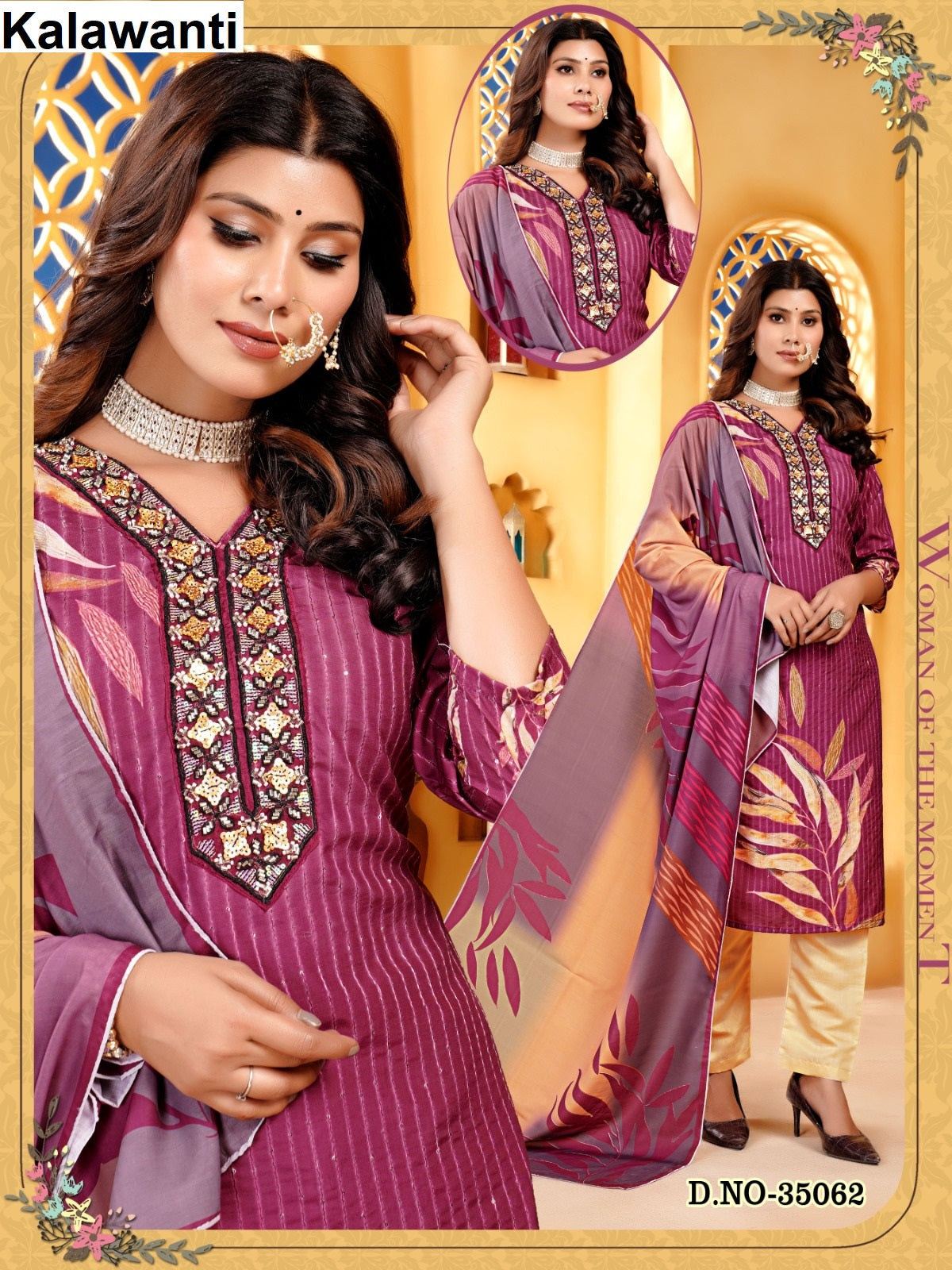 Design Crochet Kalawanti Muslin Readymade Pant Style Suits Wholesaler Ahmedabad