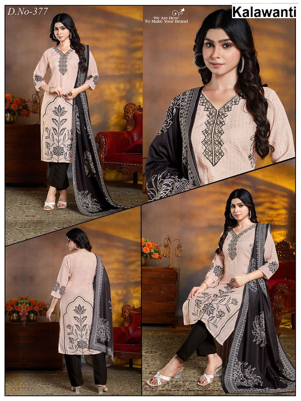 Design Crochet Kalawanti Muslin Readymade Pant Style Suits Wholesaler Ahmedabad
