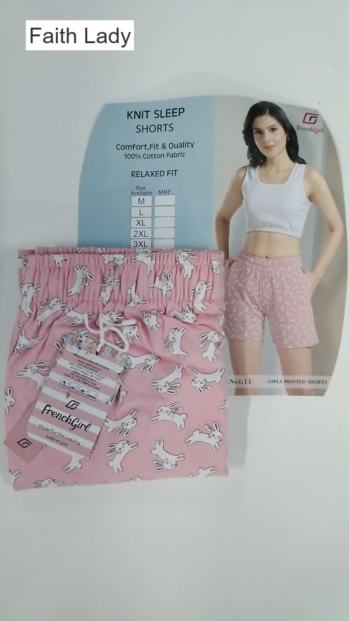 Design G11 Faith Lady Cotton Women Shorts Wholesale Rate