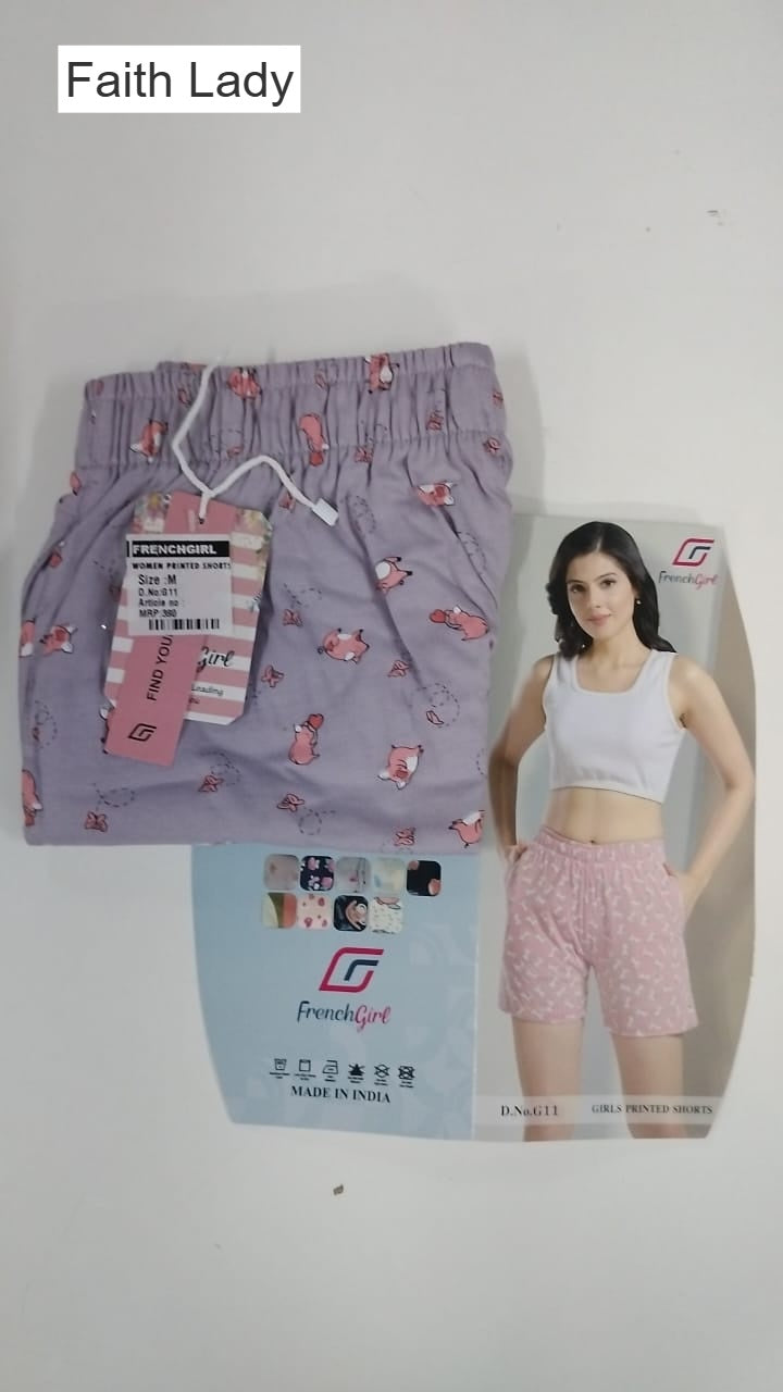 Design G11 Faith Lady Cotton Women Shorts Wholesale Rate