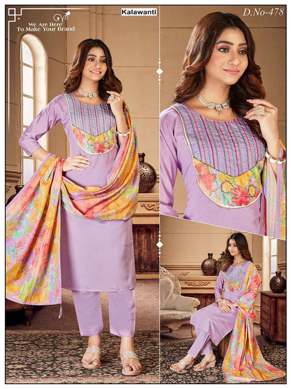Design Handwork Kalawanti Roman Silk Readymade Pant Style Suits Wholesale Price