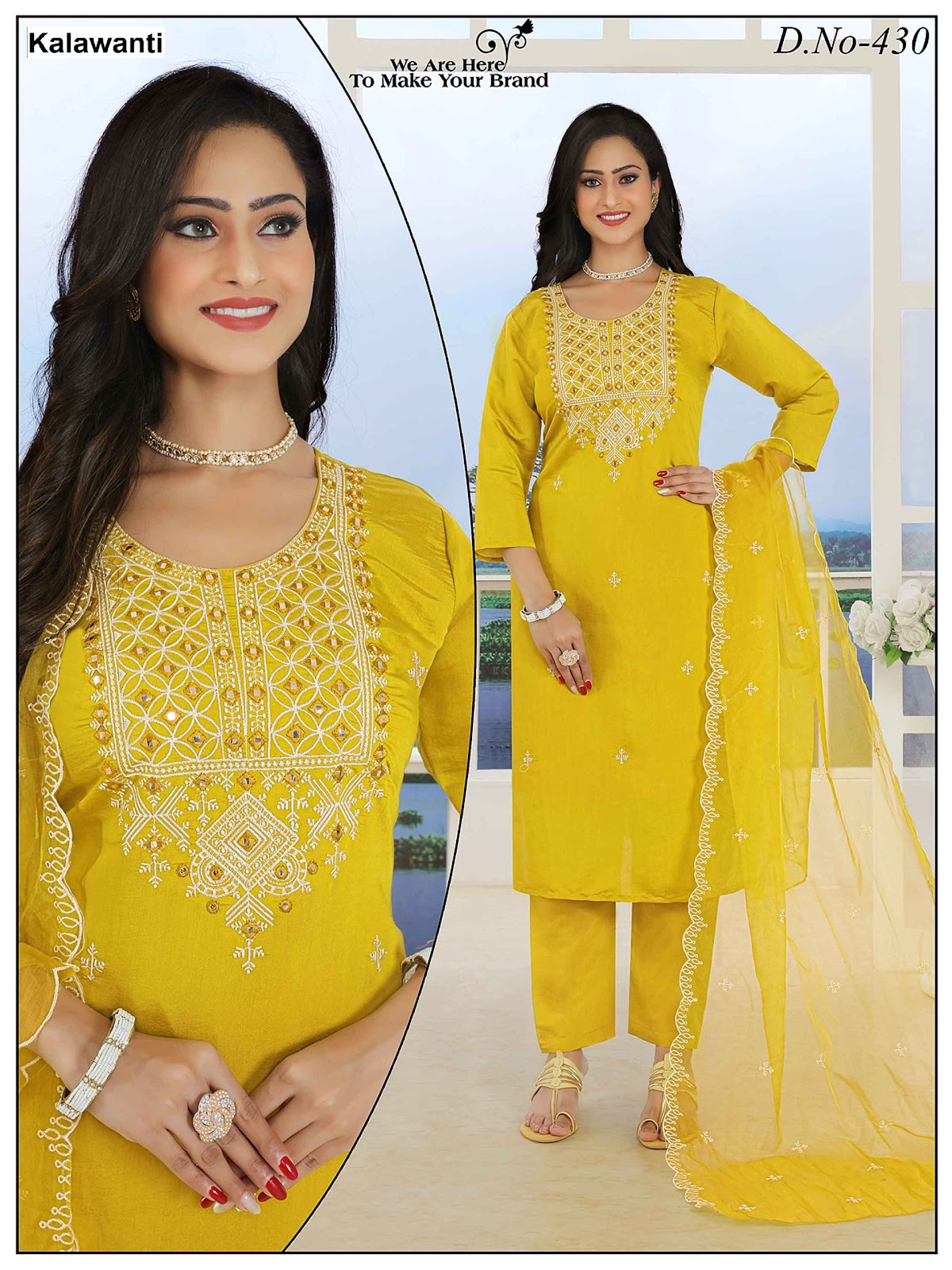 Design Handwork Kalawanti Roman Silk Readymade Pant Style Suits Wholesale Price