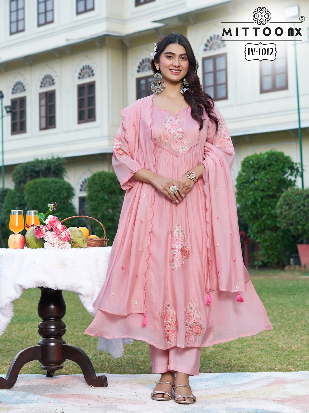 Design Iv 1012 1013 Mittoo Chanderi Readymade Anarkali Suits Manufacturer Ahmedabad