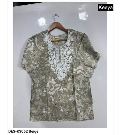 Design K3062-69 Keeya Cotton Short Kurtis Manufacturer Ahmedabad