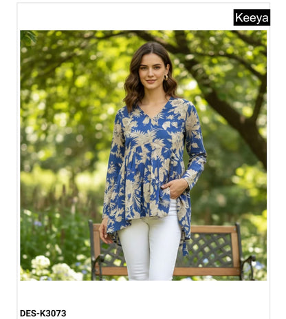 Design K3071-75 Keeya Cotton Fancy Tops Supplier Ahmedabad