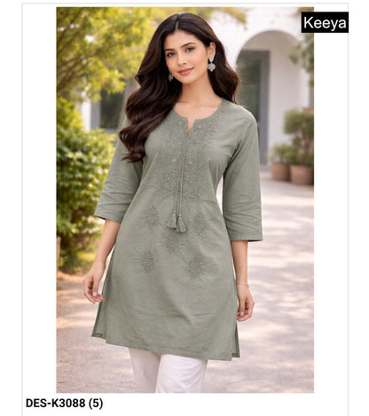Design K3088 Keeya Cotton Short Kurtis Wholesale Rate
