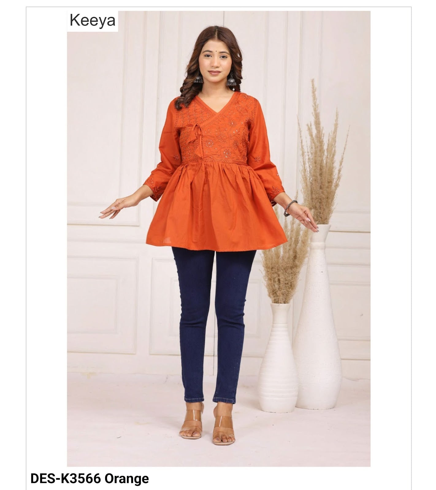 Design K3566 Flair Keeya Cotton Stylish Short Tops Exporter Ahmedabad
