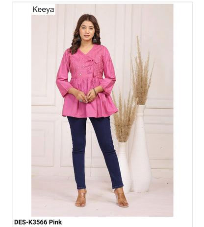 Design K3566 Flair Keeya Cotton Stylish Short Tops Exporter Ahmedabad