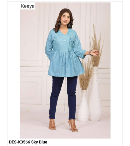 Design K3566 Flair Keeya Cotton Stylish Short Tops Exporter Ahmedabad