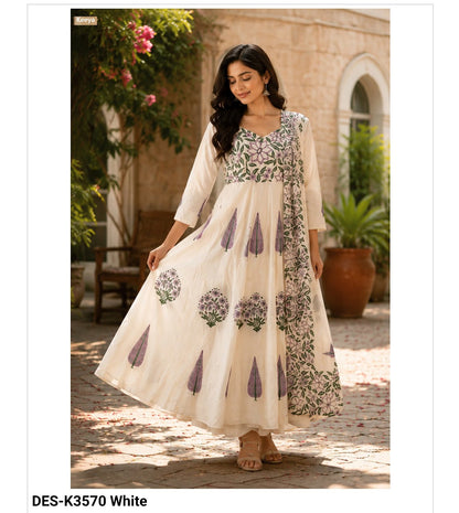 Design K3570 Keeya Cotton Readymade Anarkali Suits Wholesaler Gujarat