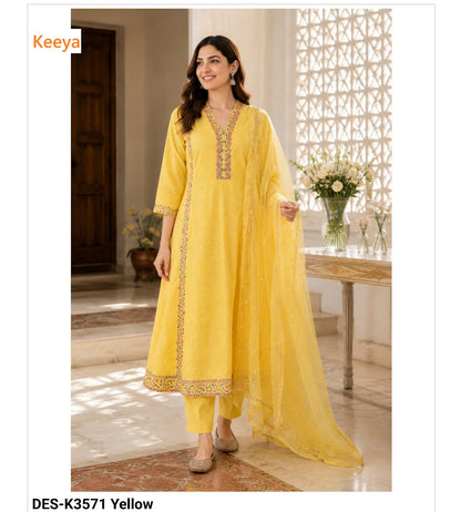 Design K3571 Keeya Cotton Readymade Anarkali Suits Exporter Gujarat