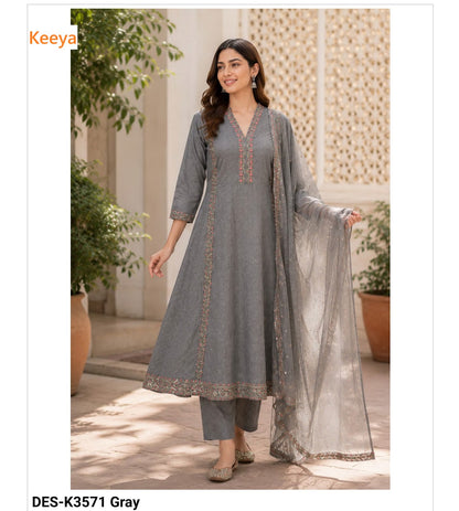 Design K3571 Keeya Cotton Readymade Anarkali Suits Exporter Gujarat