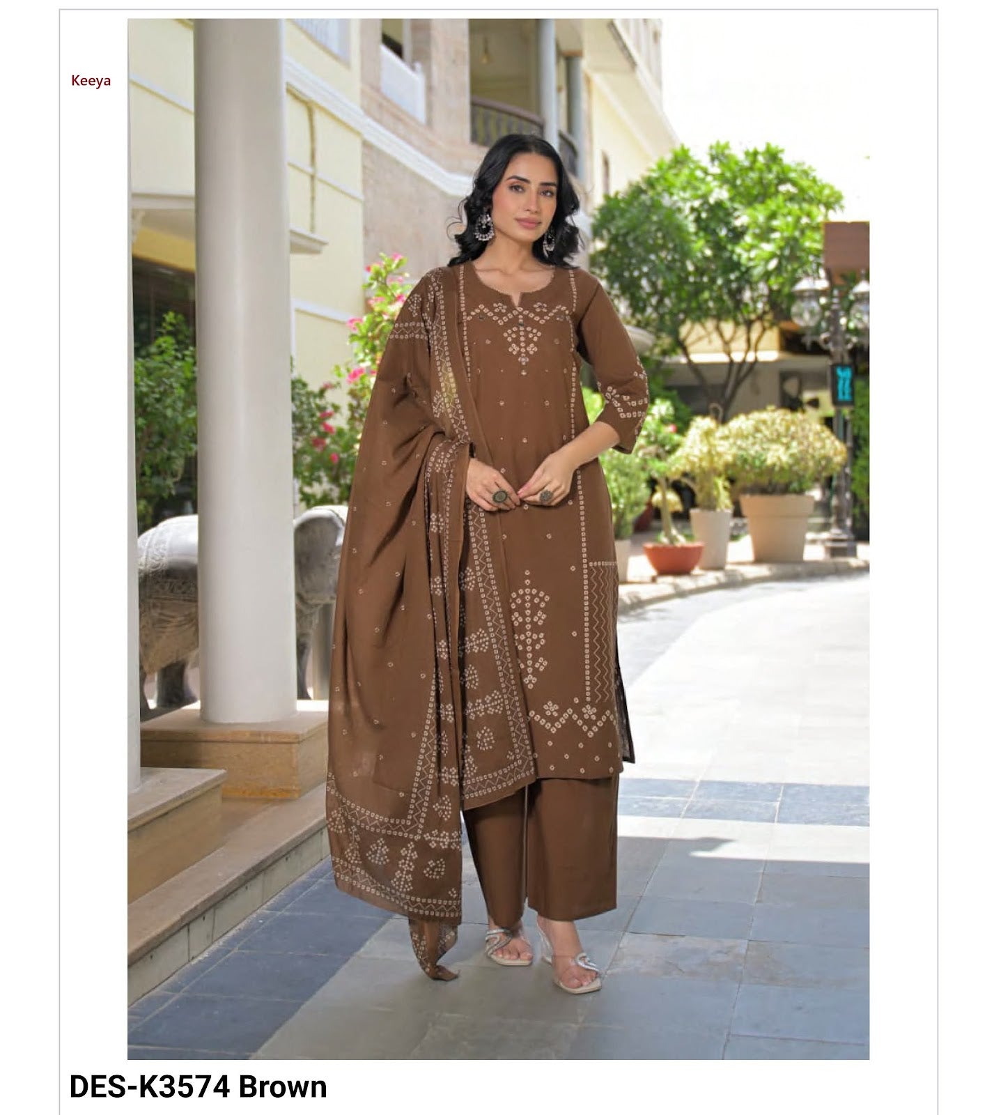 Design K3574 Keeya Bandhej Readymade Cotton Pant Suits Wholesale