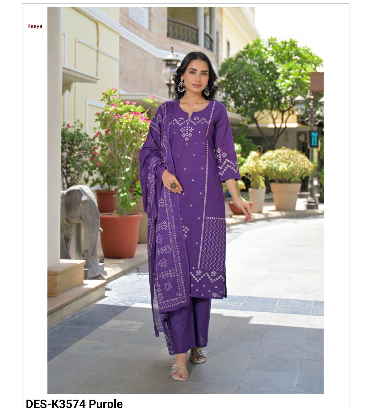 Design K3574 Keeya Bandhej Readymade Cotton Pant Suits Wholesale